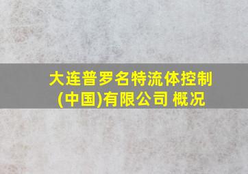 大连普罗名特流体控制(中国)有限公司 概况